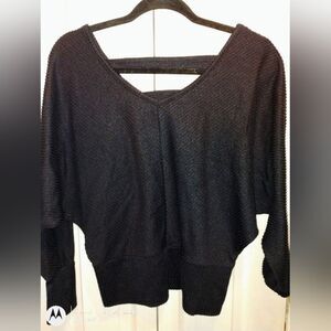 Just Be Elegant Black Knit V-Neck Blouse